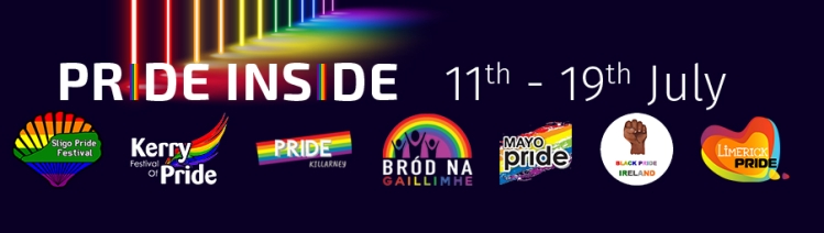 PRIDE INSIDE | 11th – 19th July | Sligo Pride logo | Kerry Pride logo | Galway Pride logo | Mayo Pride logo | Black Pride Ireland logo | Limerick Pride logo